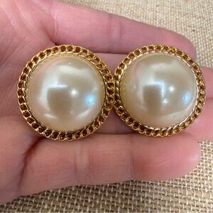 Vintage Givenchy Faux Pearl Clip On Earrings